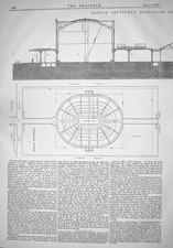 Old Engineering 1866 Radial Sectional Elevation Exhibition Building P Victorian