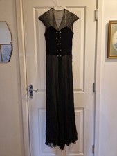 1940s vintage black velvet and lace evening gown dress