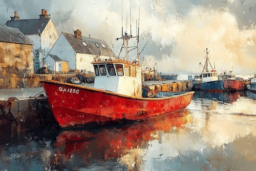 Seaside seascape fishing boats - seaside,