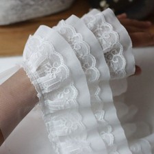 Wide 13cm Lace Fabric Trim Ruffle Edging Pleated Frill Sewing Elastic Dress