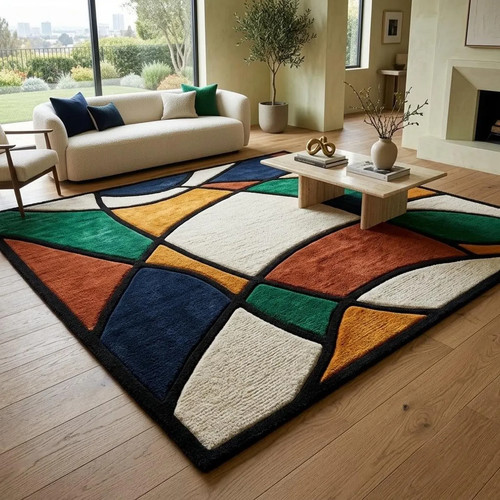 Hand tufted bauhaus - tufted, geometric