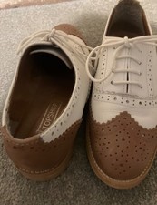 Tan  & White Two Tone Lace-Up