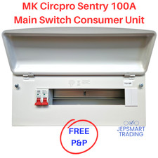 MK SENTRY CIRCPRO 12-Way 100A Main Switch Empty Consumer Unit c/w Busbar & Label