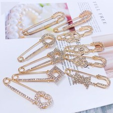 Women Girls Scarf Pin Sweater Hijab Shawl Clips Crystal Bling Brooches Pins