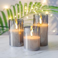 3 Pack Glass Candles Wax LED
