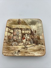 Vintage Newhall pub ashtray 'Great Stuff This BASS' small ceramic dish - 10cm Sq