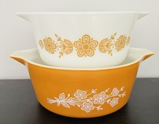 VTG (2) Pyrex Butterfly Gold