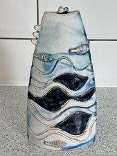 TURQUOISE MATT SLAB VASE WAVES