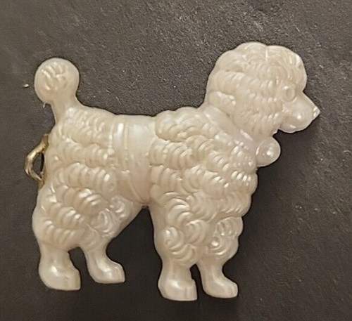 Vintage white plastic poodle - vintage,