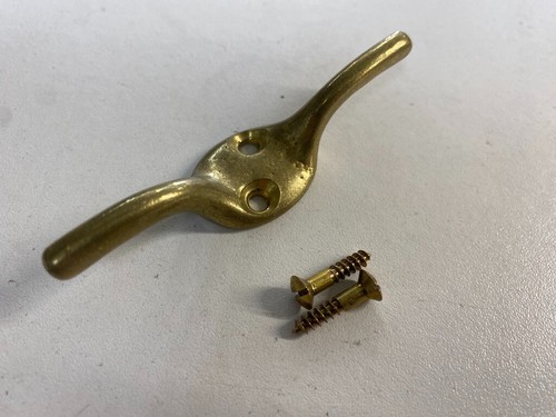 Solid brass cleat hook - solid, 75mm