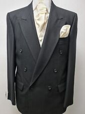 Mens Black Herringbone D/B Masons Masonic Wedding Evening Formal Jacket Ascot