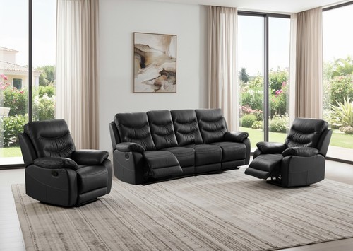Black italian leather seater - black,