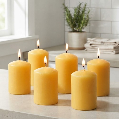 Natural yellow beeswax votive - natural,