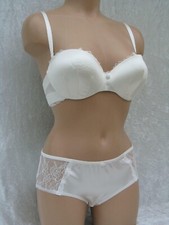 32D BRA SIZE 8 KNICKERS SET SILK SATIN IVORY CREAM LA SENZA COURTNEY BNWT