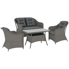 Outsunny 4 PCS Rattan Sofa Set, Light Grey, Refurbished