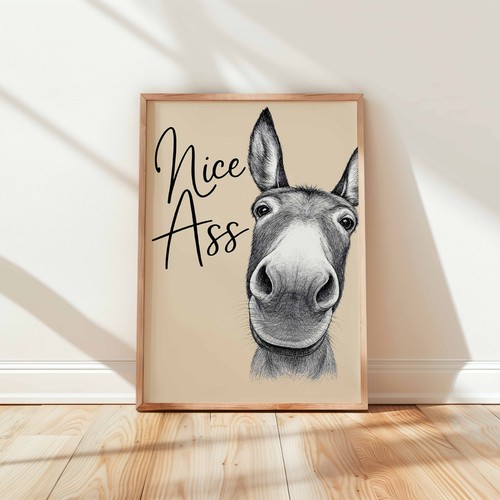 Funny donkey wall - donkey, print