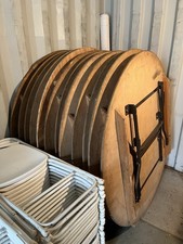 8x Wooden 5ft folding Round Table Event Wedding Party