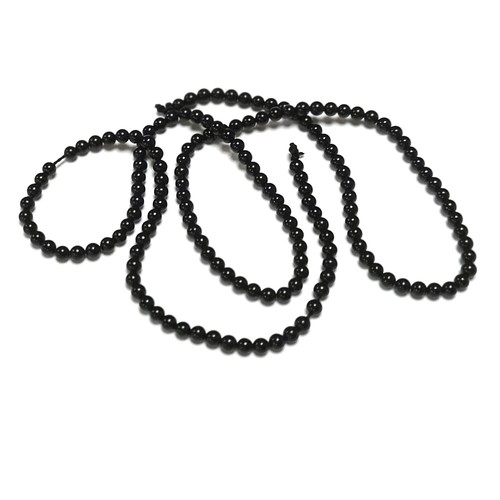 Black onyx beads plain round - black,