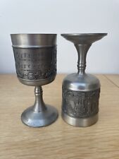 Vintage Grenningloh Pewter Chalice Goblet x 2. 135mm High