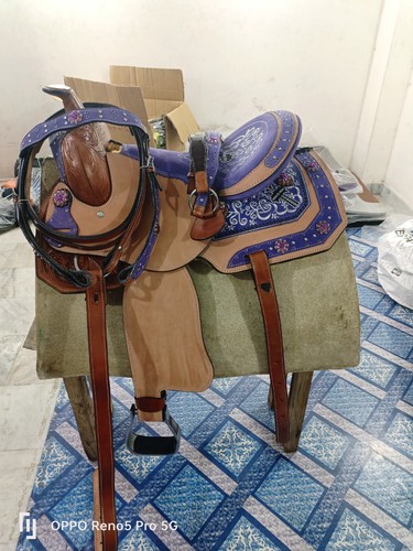 Western leather barrel horse - barrel,