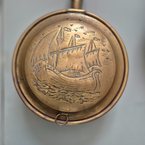 Pair vintage brass bed warming - pair,