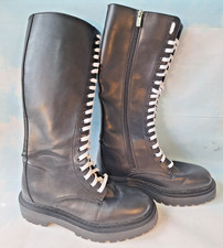 PULL&BEAR 20 HOLE HIGH ZIP UP / LACE UP BIKER COMBAT BOOTS SIZE 4 ( 37 )