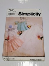 Simplicity #7705 Vtg 1991 Babies Christening Gown Slip Smocking Sewing Pattern 