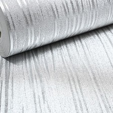 Plain Silver Stripe Wallpaper