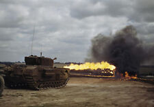 1944 - Churchill tank fitted with Crocodile flamethrower in action - Photograph