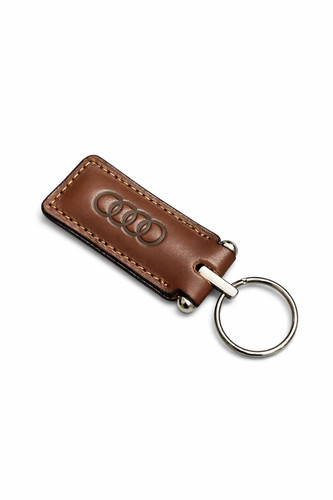 Leather keychain brown - leather,
