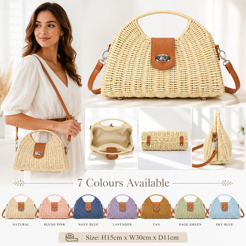 Women woven hardshell handbag - woven,