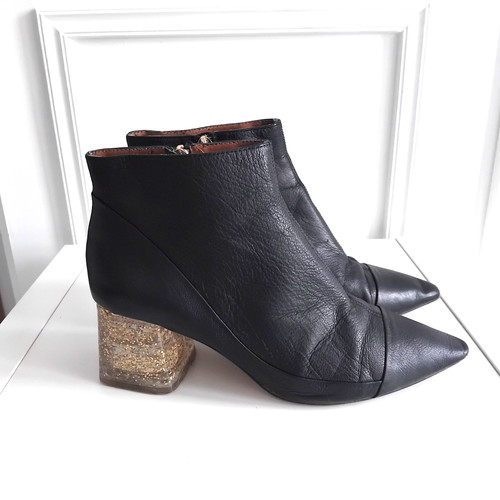 Zara black real leather