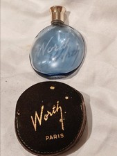 Vintage Late 1940s French Lalique Mini Worth Paris Perfume Bottle With Pouch