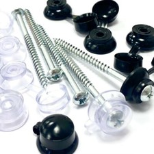 CORRUGATED SHEET FIXINGS 3" (75mm) ROOFING SCREWS WITH BLACK & CLEAR STRAP CAPS