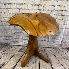 55cm x 45cm Wooden Point Mushroom Toadstool Sculpture Garden Teak Root Ornament