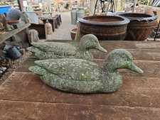 Vintage Pair Ducks Statues Cast Alloy Garden Pond Ornament