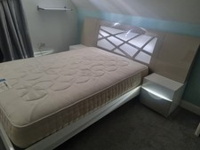 Double Gloss Bed With Led Lighting And Side Cabinets