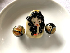Beautiful  lampwork glass beads  large bead 35x25mm 2 small..14mm very unique
