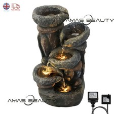 Garden Fountain Water Feature LED Lights Indoor Outdoor Polyresin Statues Decor
