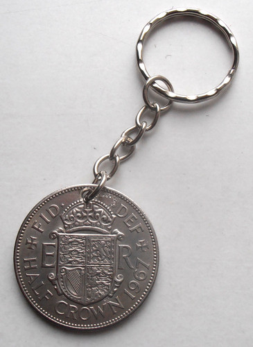 1967 half crown keyring - crown,