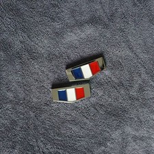 2x Chrome France Flag Silver