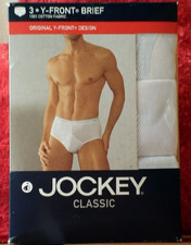 Vintage Jockey 3 Pack 100% Cotton Classic Briefs Y-Front White 46 2XL 117 cm NOS