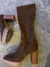 PEDRO MIRALLES UK 6 EU 39 WOMENS tan faux SUEDE  BOOTS pullon  DESIGNER