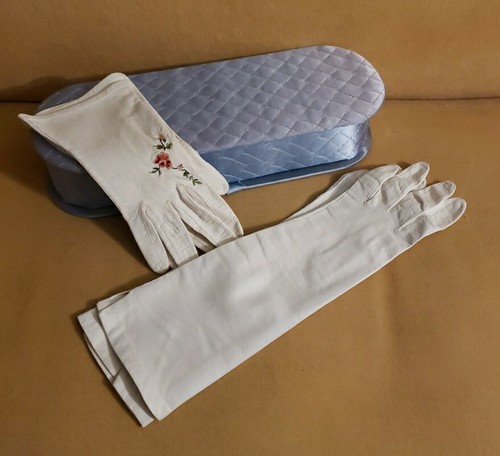 Vtg white kid leather - kid, 4"