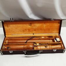 Zen-on Bass recorder Wood with Hard Case Used Good Condition