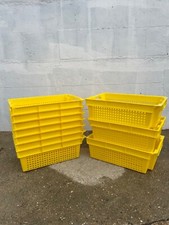 10 x Plastic Nestable Stacking Boxes Storage Tote 600 x 400 x 200mm  Yellow