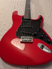 Red Squier Fender Stratocaster Strat Electric Guitar New Strings And Strap VGC