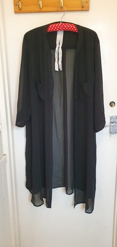 Sheer black longline blouse - black,