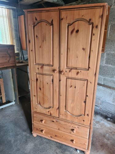 Pine wardrobe with removable - wardrobe,