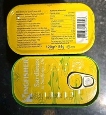 Kingfisher tinned sardines 8x120g Bbe 09/2028